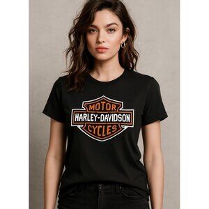 Harley Davidson Women's Bar & Shield Short Sleeve Tee in Black Beauty sz M